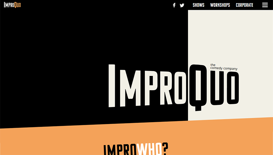 A screenshot of the ImproQuo website homepage